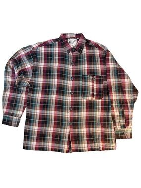 Mens Plaid Button Up Shirt M Gouch Long Sleeve packet Multicolor Casual Rayon